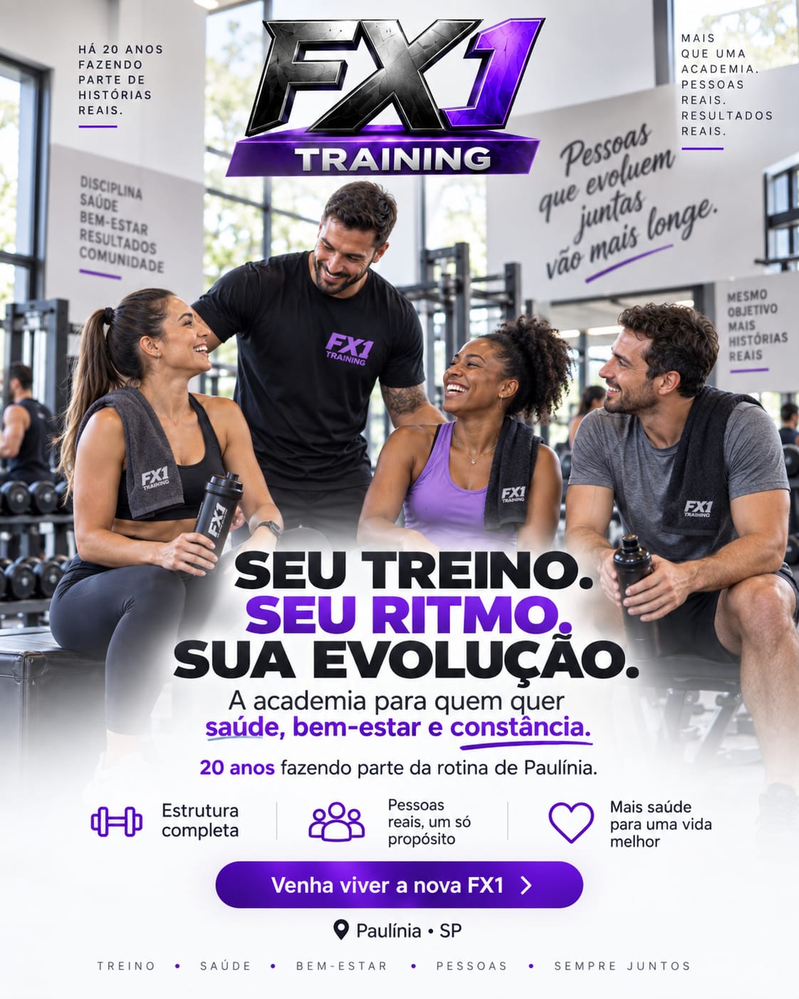 Alunos da FX1 Training reunidos na academia