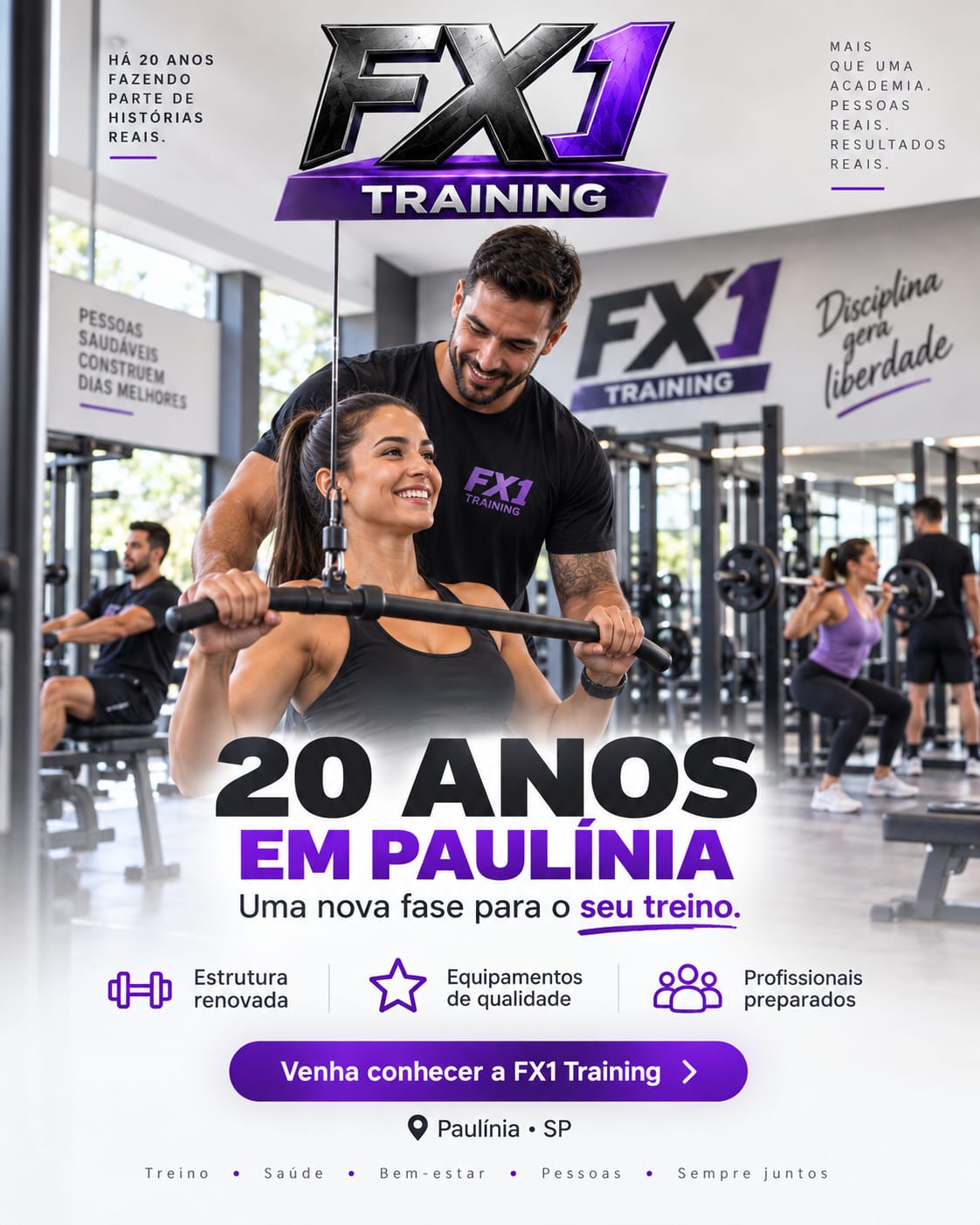 Aluna treinando com orientação de um professor da FX1